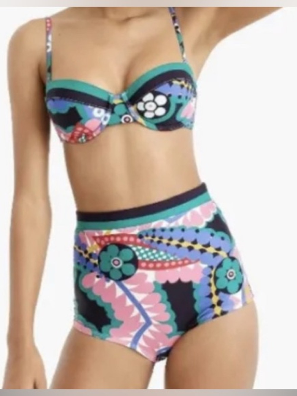J.Crew Ratti® Kaleidoscope Floral High-Rise Bikini Bottom Size M EUC